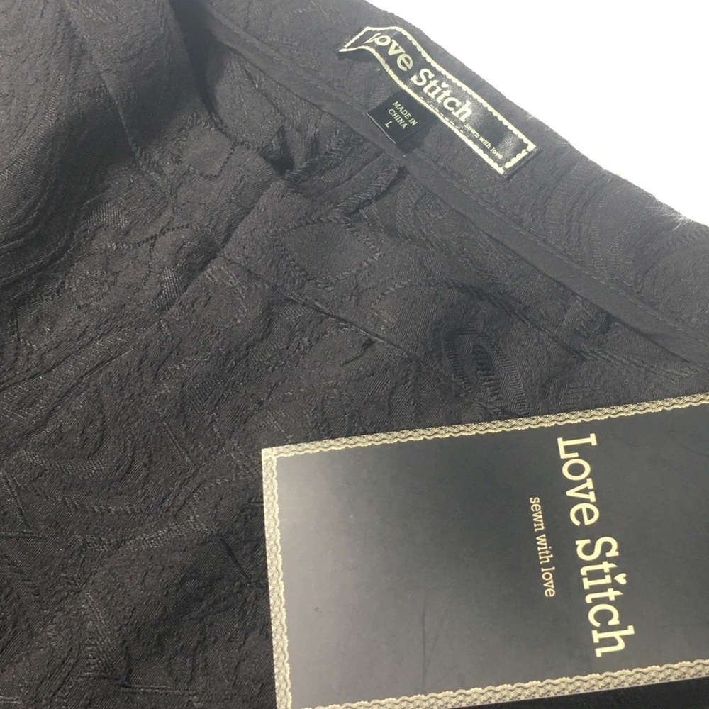 NWT Detailed Black Straight Leg Dress Pants